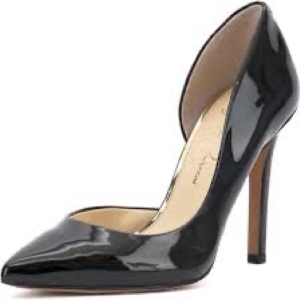 Jessica Simpson Black Patent D'Orsay Pointed-Toe Heels